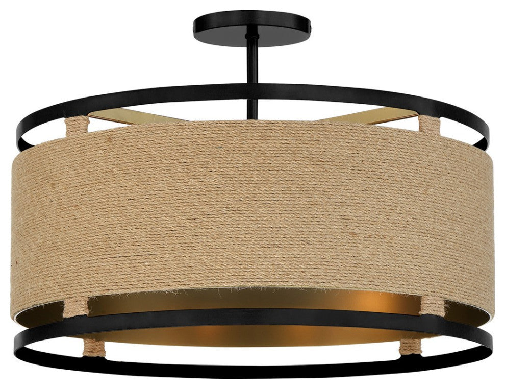 Minka Lavery Windward Passage 4-Light Semi Flush Mount 3869-726, Coal And Brass