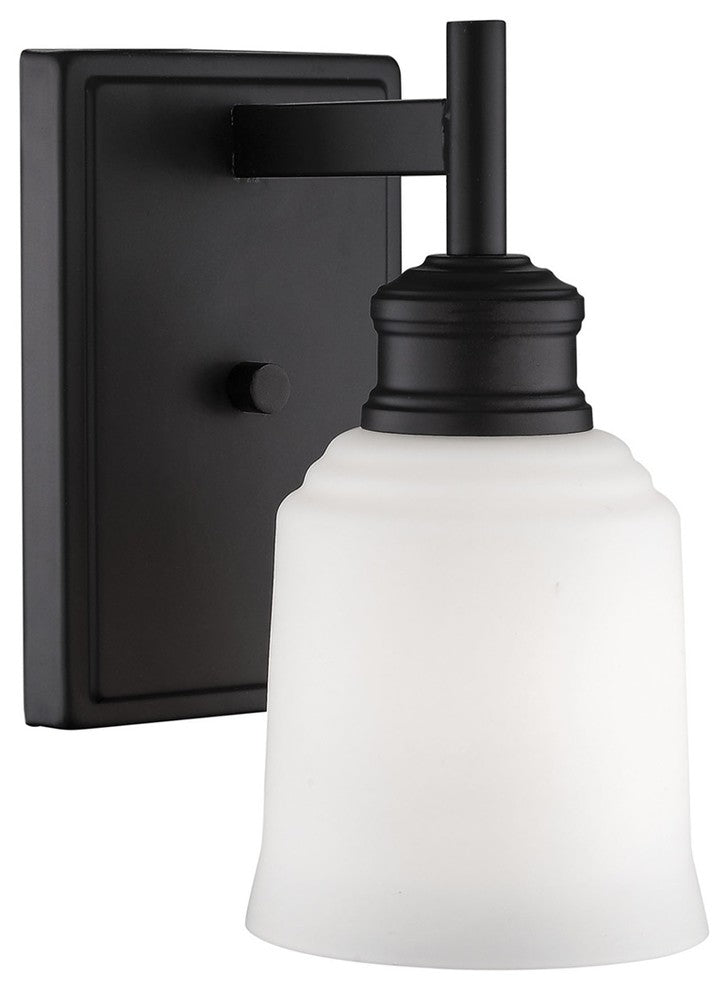 Millennium Lighting Burbank Wall Sconce, Matte Black, Etched White