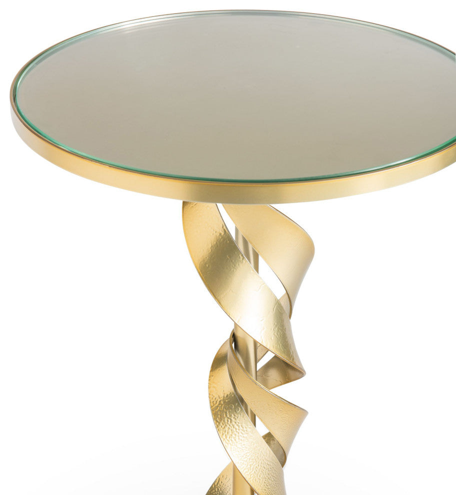 Folio Glass Top Accent Table Modern Brass Finish