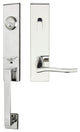Waterfall Lever, Tubular Entry Handleset, Left Hand, Polished Stainless Steel