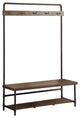Hall Tree With Coffee Wood Seat, Black