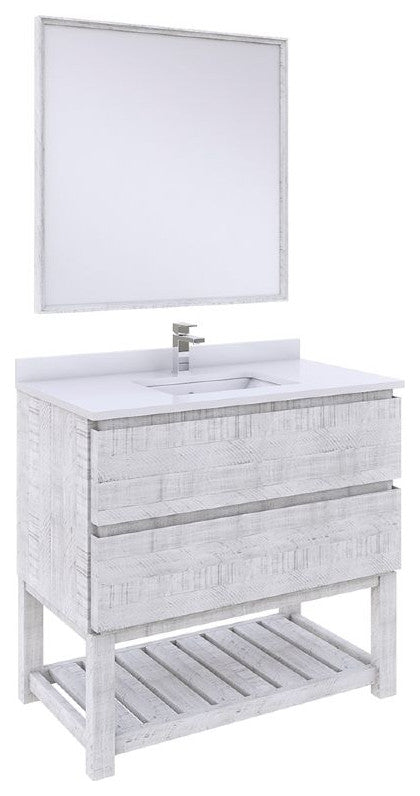 Fresca Formosa 36" Rustic White Single Sink Vanity Set, Faucet: Fft1040ch