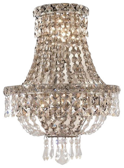 Elegant Tranquil Wall Sconce, Chrome Finish With Royal Cut Crystal