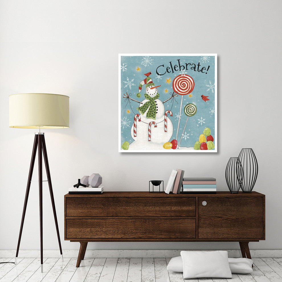 "Sweet Snowmen I Blue" Digital Paper Print by Anne Tavoletti, 42"x42"