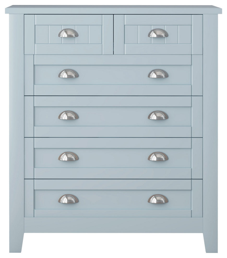 Blue-Gray Cabinet Dresser With 6 Drawers-A