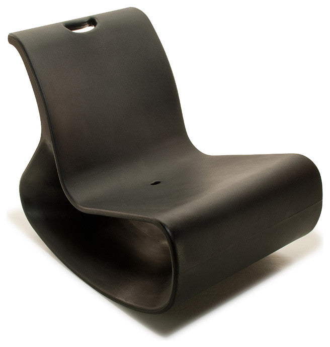 Modern Plastic Outdoor Lounge Chair, Offi Mod Lounger, Black
