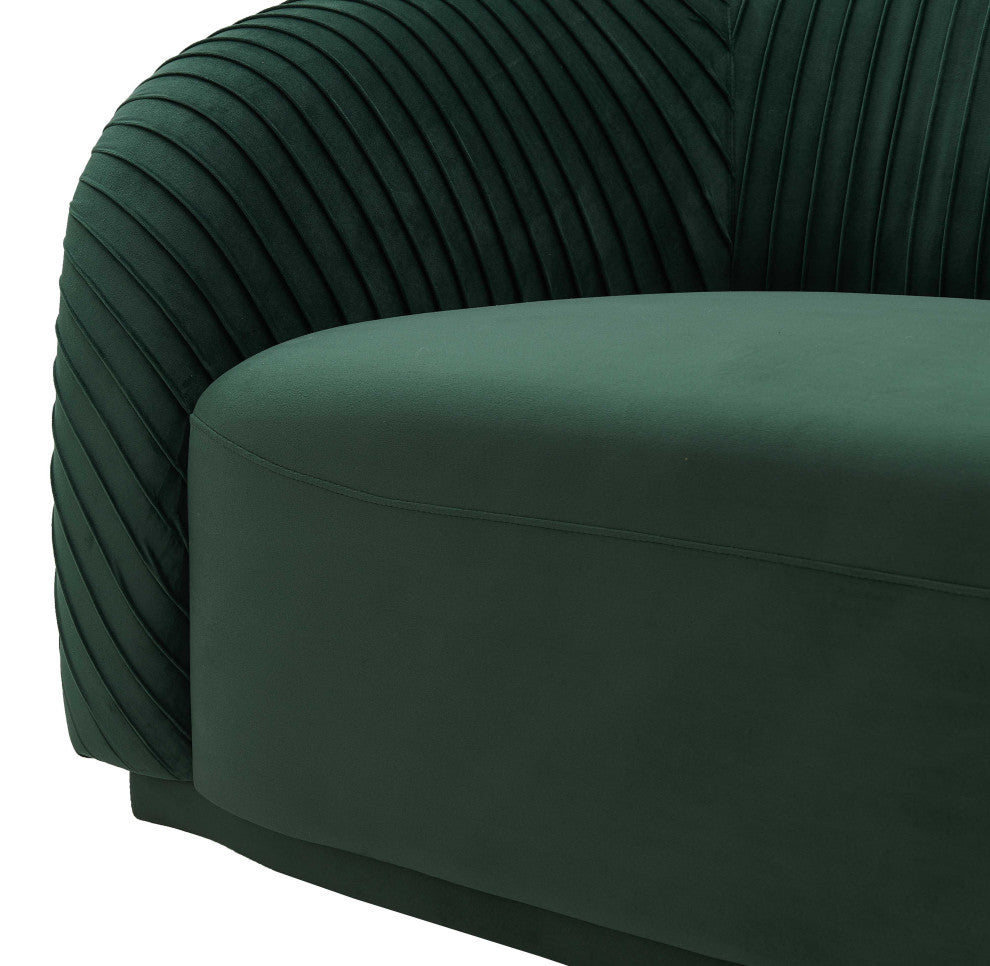 TOV Furniture Yara Pleated Forest Green Velvet Sofa