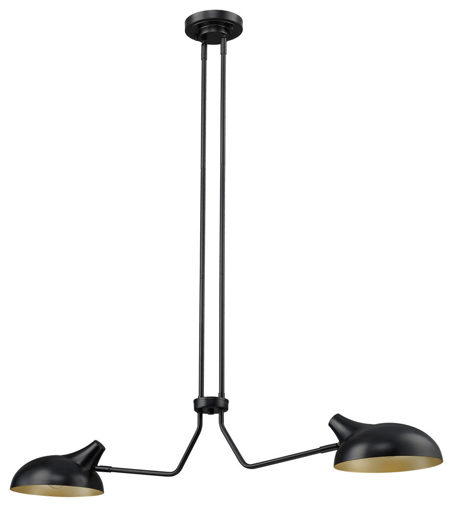 Zlite 1942-2L-MB 2-Light Island, Matte Black Outer/Gold Inner