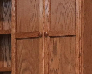 Classic Bookcase, Wide Design With Center Cabinets & Multiple Shelves, Oak