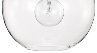 1-Light 10 in. Matte Black Pendant With Globe Shaped Clear Glass Shade