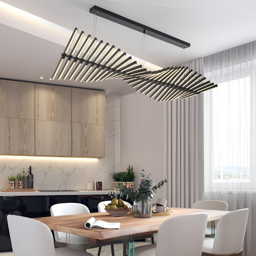 Acquaformosa | Black/White Art Minimalistic LED Pendant Chandelier, Black, L18.9, Warm Light