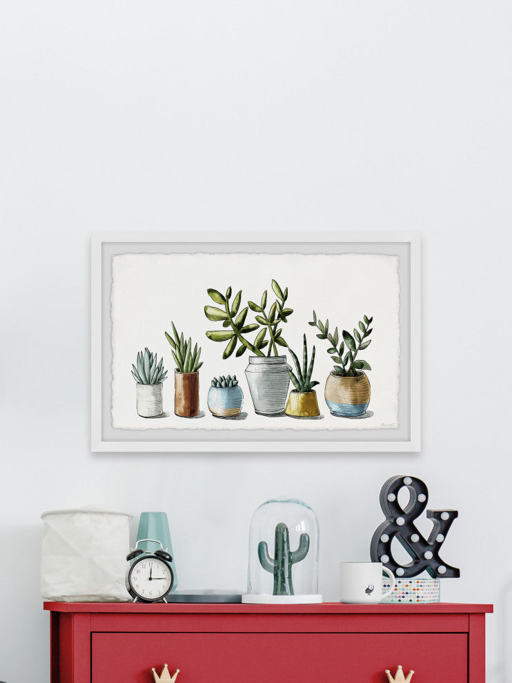 "Ornamental Succulents" Framed Painting Print, 12x8