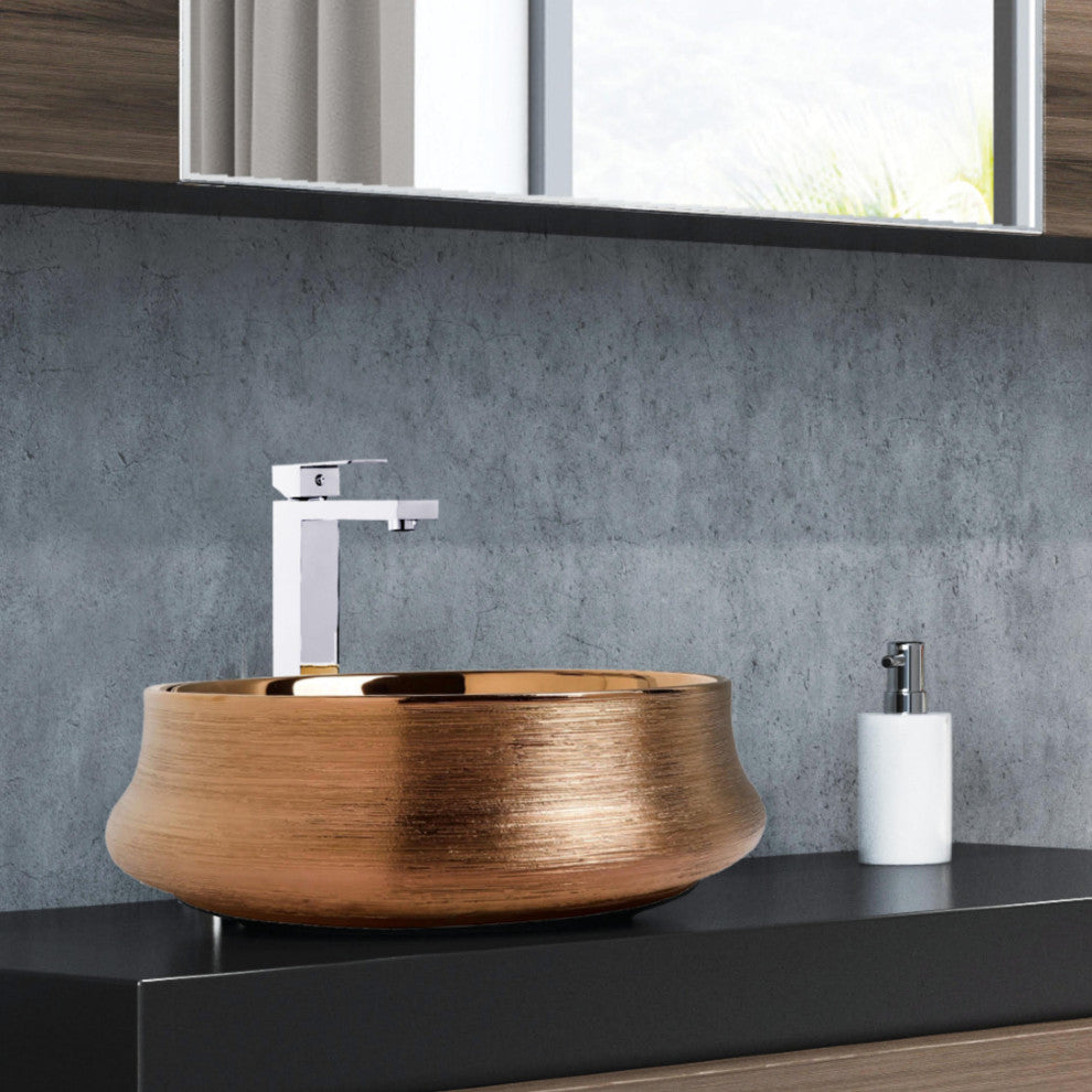 Fine Fixtures Luxury Vessel, Round 18", Brushed Bronze