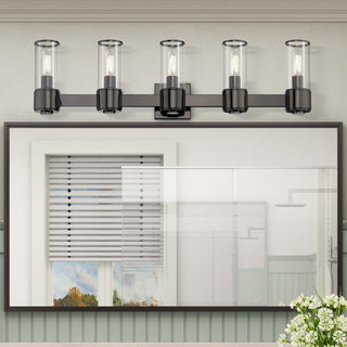 Livex Lighting Quincy 5-Light Black Chrome Large Vanity Sconce