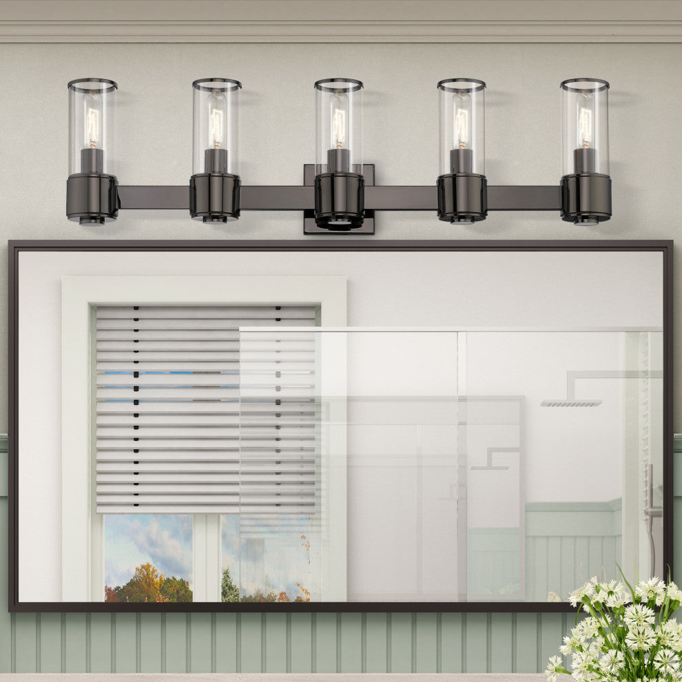 Livex Lighting Quincy 5-Light Black Chrome Large Vanity Sconce