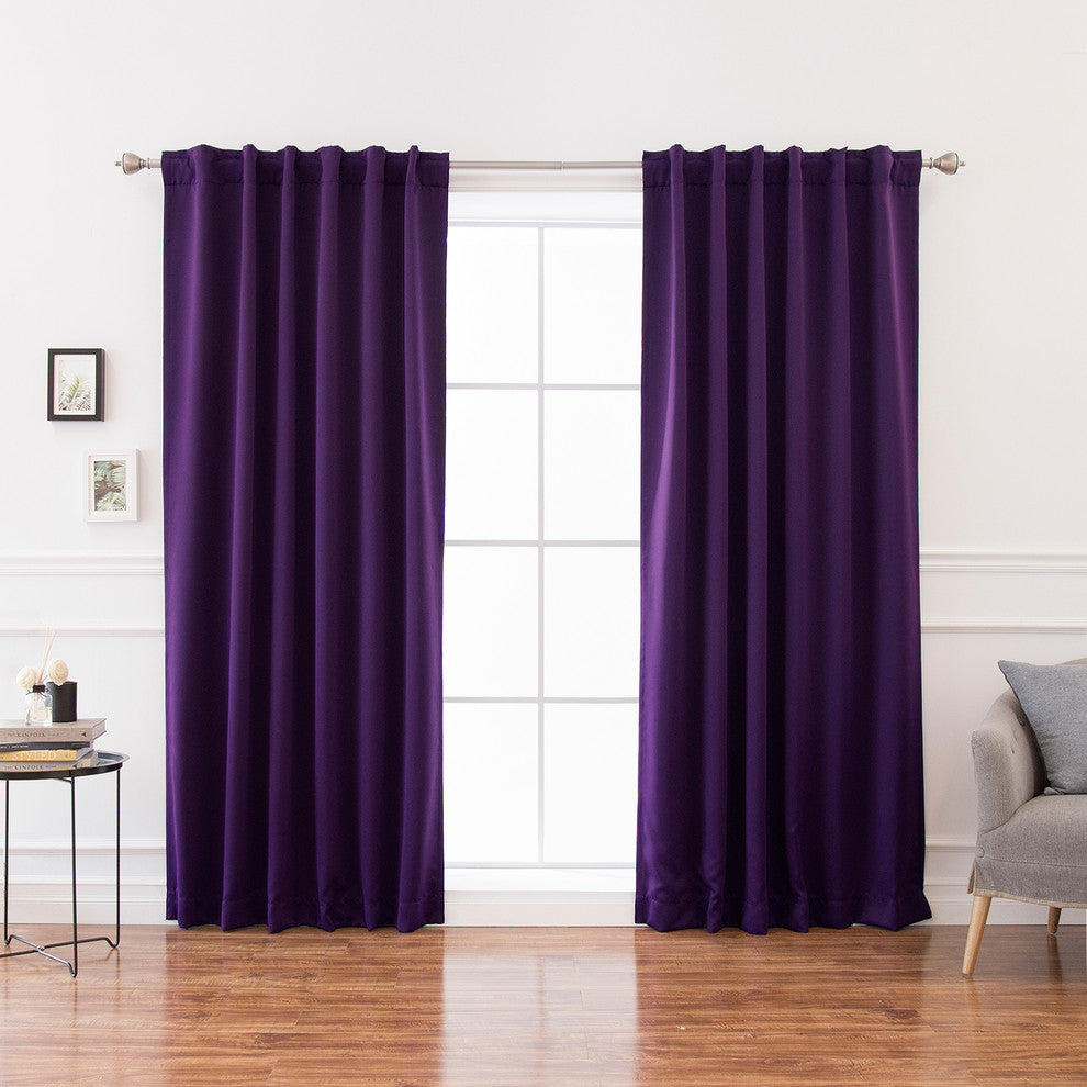 Solid Thermal Blackout Curtain Panels, Purple, 84", Set of 2