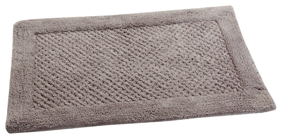 Bath Rug Cotton, 2 Piece Set, 34"x21" and 36"x24", Grey, GSF 180, Waffle