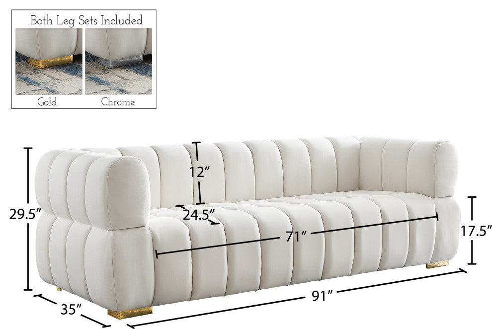 Gwen Velvet Upholstered Chair, Cream, Sofa