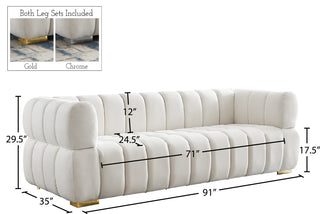 Gwen Velvet Upholstered Chair, Cream, Sofa