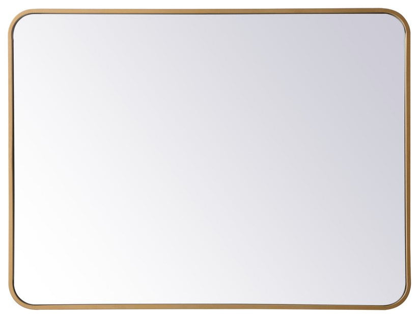 Ellis Soft Corner Metal Rectangular Mirror, Brass, 27"x36"