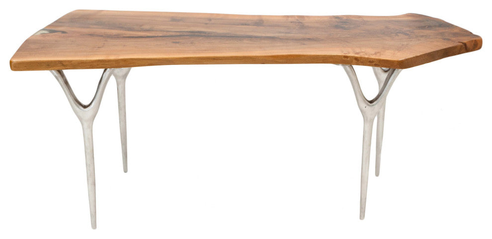 Walnut Slab Table with Cast Aluminium Legs 74"x37"x30"