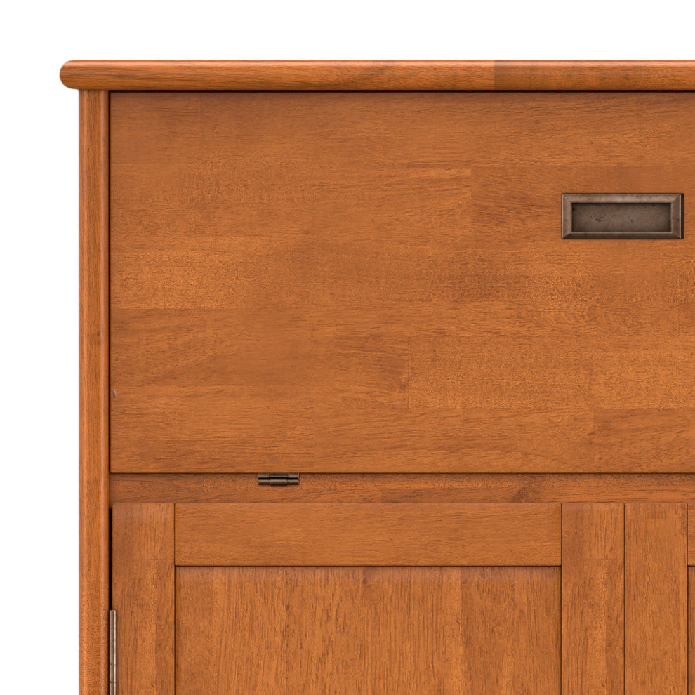 Draper Solid Hardwood Mid Century Bar Cabinet, Teak Brown