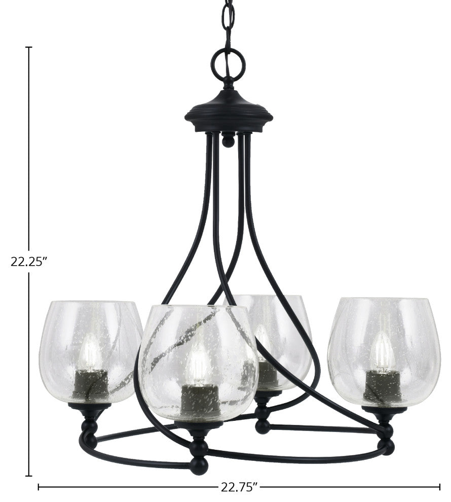 Capri 4-Light Chandelier, Matte Black/Clear Bubble