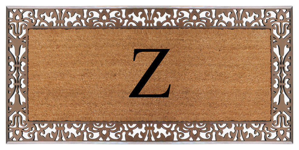 A1HC Rubber & Coir Paisley Large Outdoor Durable Monogrammed Doormat, 30" X 60",