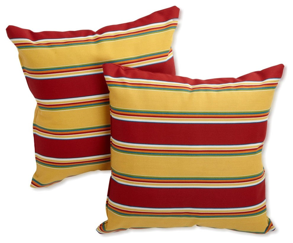 Blazing Needles 17" Outdoor Knife Edge Throw Pillows, Set of 2, Haliwell Multi