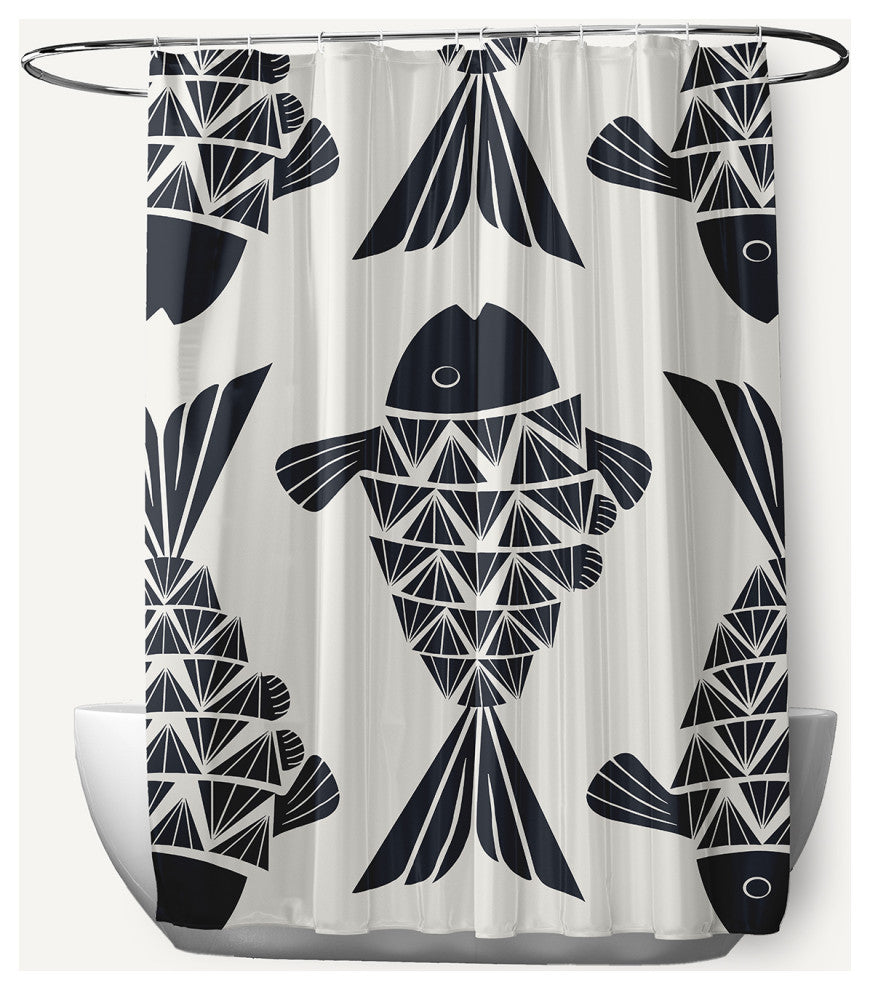 Big Fish Shark Blue 70" w x 73" h Shower Curtain