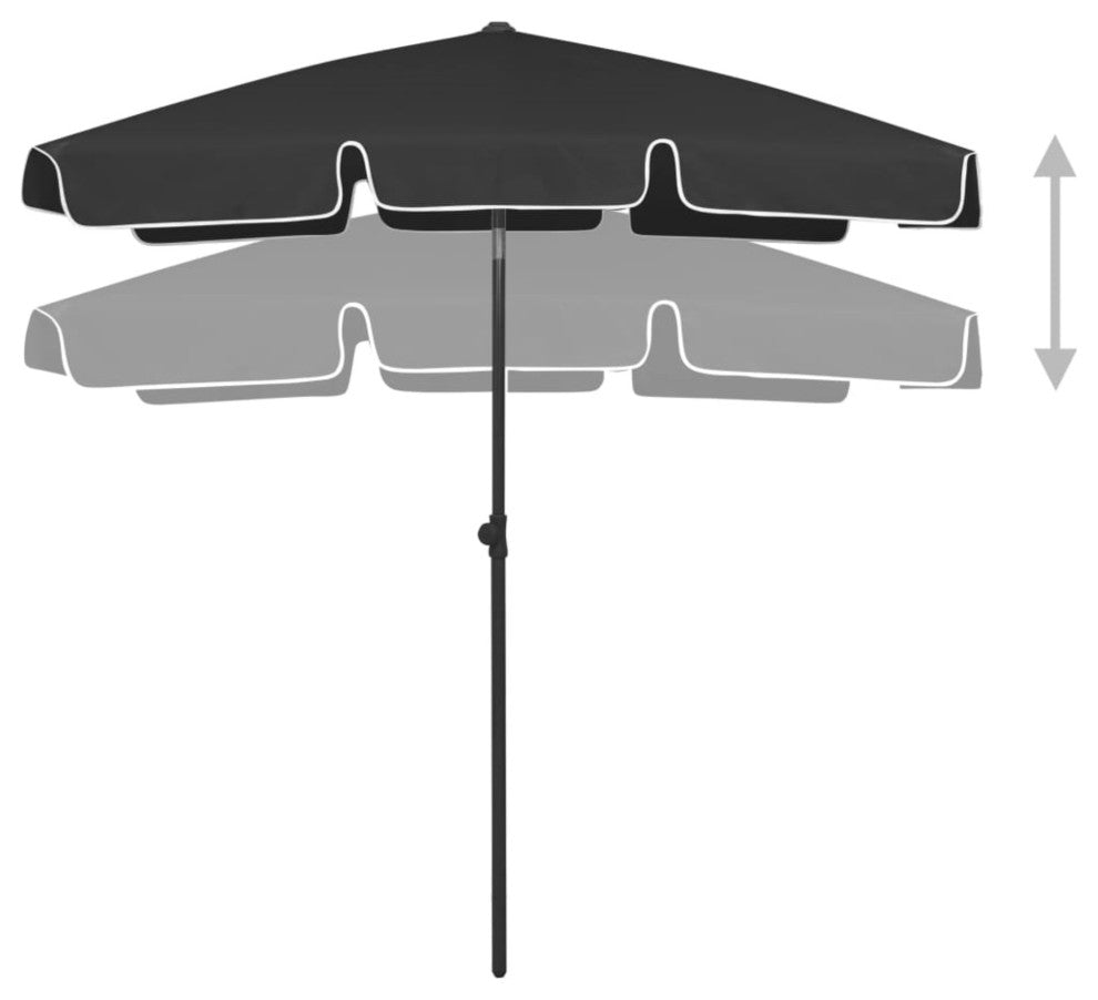 Vidaxl Beach Umbrella Black 70.9"x47.2"