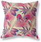 16" Pink Yellow Tropical Indoor Outdoor Throw Pillow
