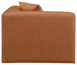 Cube Upholstered Modular Component, Cognac, Vegan Leather, Corner Chair