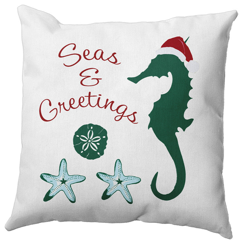Seas and Greetings Accent Pillow, Forest Green, 16"x16"