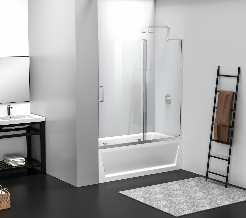 Home Living 60X60 Frameless Sliding Tub Door, Brushed Nickel