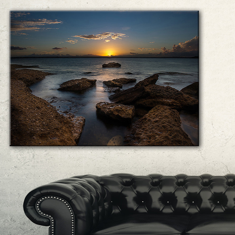 "Rocky Sydney Beach at Sunset" Canvas Print
