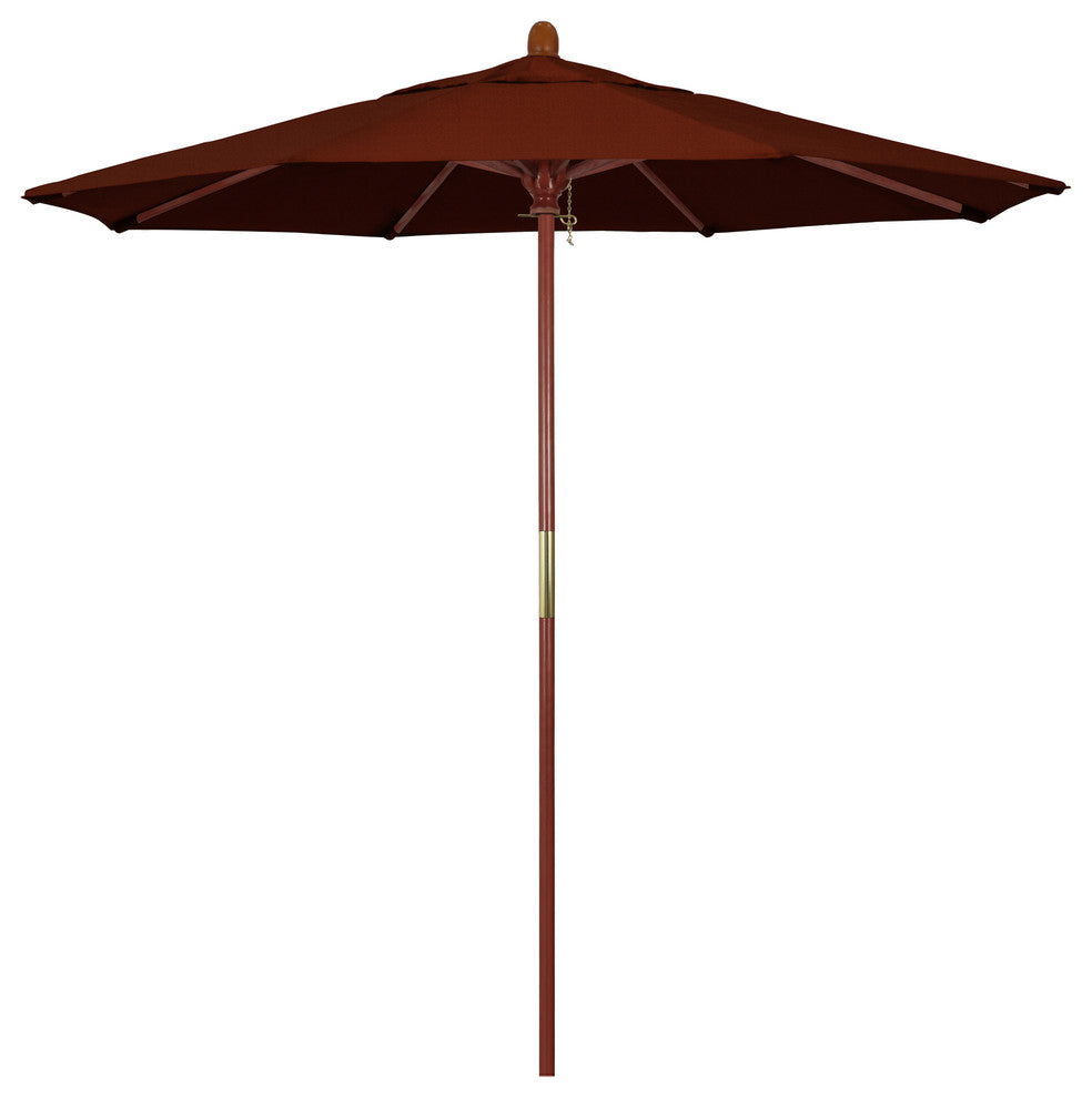 7.5' Square Push Lift Wood Umbrella, Brick Pacifica