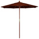 7.5' Square Push Lift Wood Umbrella, Brick Pacifica