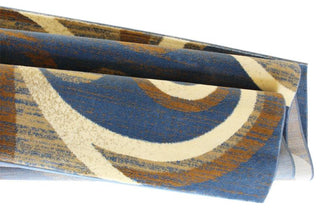 Valli Collection Modern Abstract Pattern Area Rug -Olefin with Jute Backing, Blue, 5' X 7'