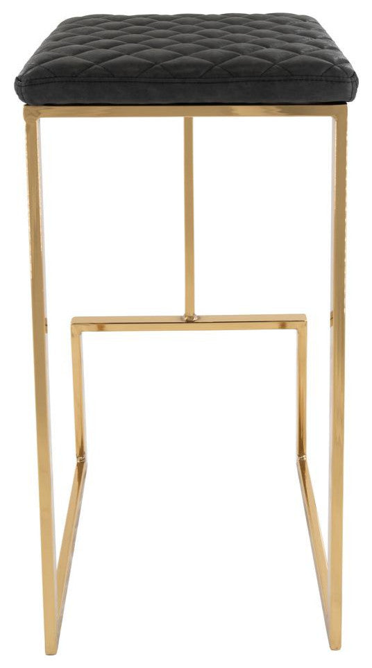 LeisureMod Quincy Leather Bar Stools With Gold Metal Frame Set of 2