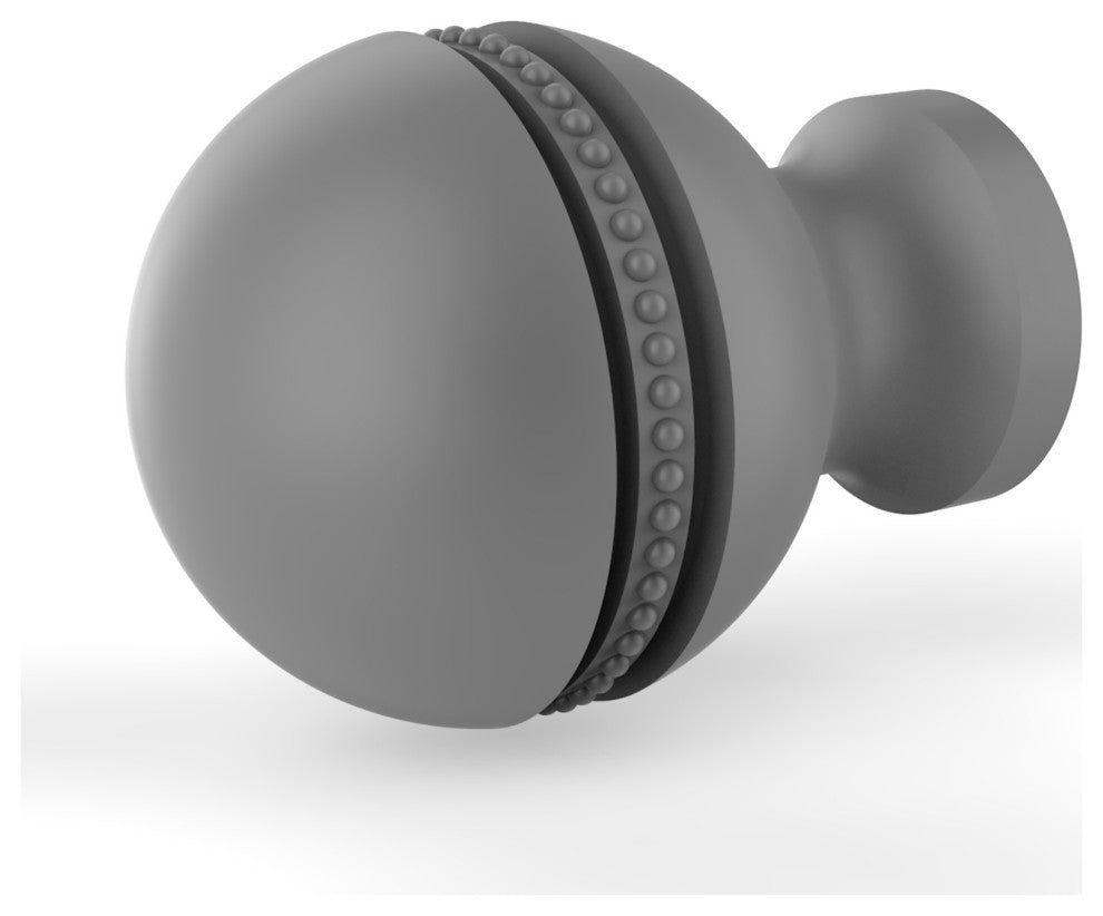 1" Beaded Cabinet Knob, Matte Gray
