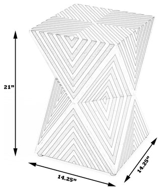 Anais Bone Inlay End Table, Grey Geometric