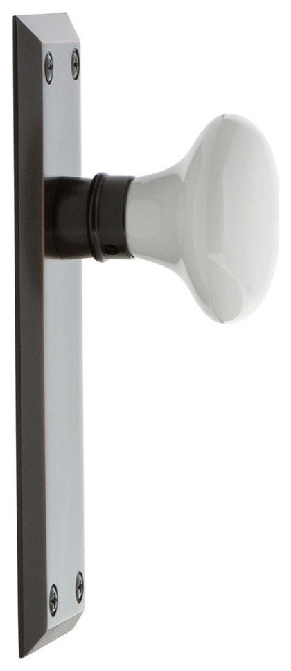 New York Plate Passage Door Knob, Timeless Bronze