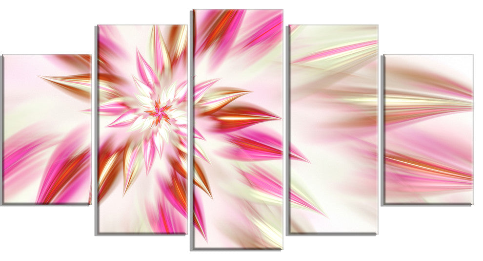Dance of Red Exotic Flower, Large Floral Canvas Art Print, 60"x32", 5 Panels
