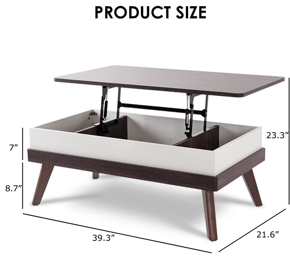 Modern Lift Top Coffee Table for Living Room Reception/Home Office, Charcoal Oak