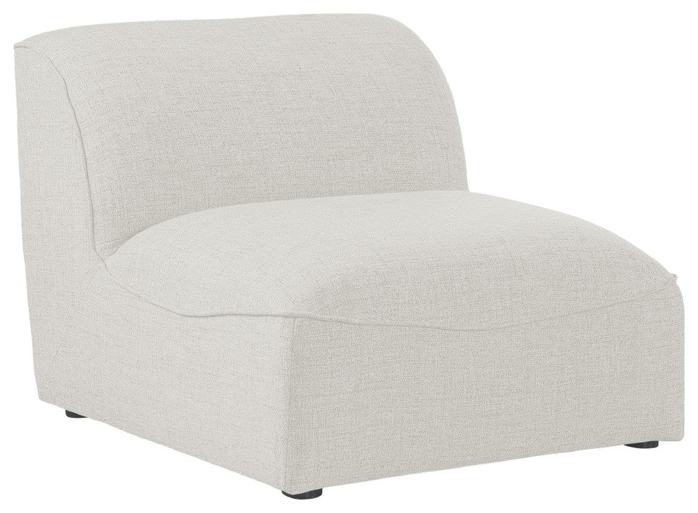 Miramar Linen Textured Fabric Upholstered Armless Chair, Cream