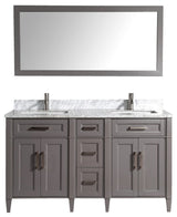Vanity Set With Carrara Marble Top, 60", Gray, Standard Mirror