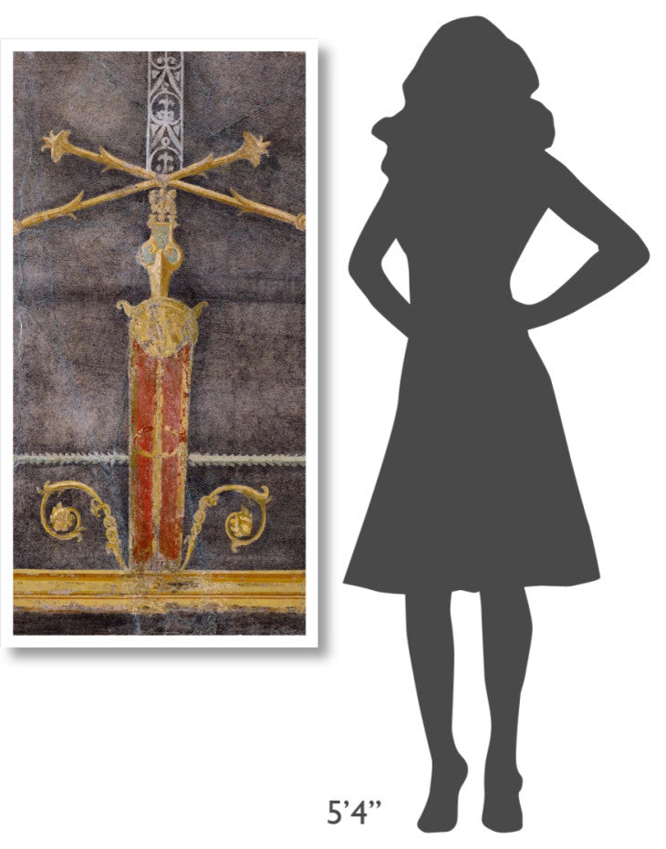 "Wall Fragment with Architectural Motifs on Black Ground" Paper Art, 26"x50"