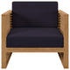 Lounge Chair Armchair, Blue Navy Natural, Teak Wood, Modern, Outdoor Patio