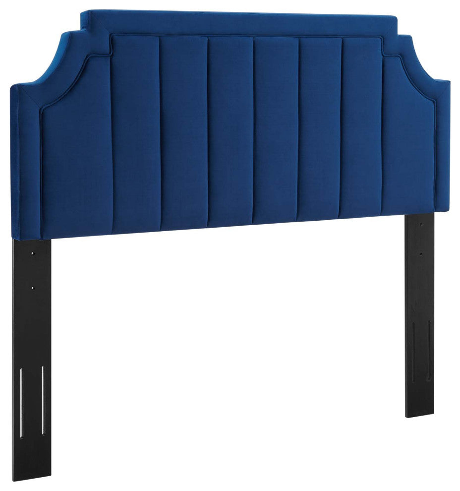 Alyona Channel Tufted Performance Velvet King/California King Headboard-Navy